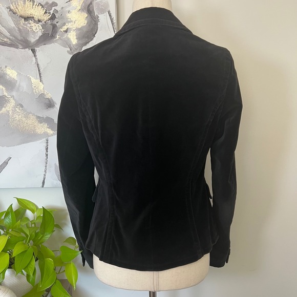 Vintage Esprit Blazer Womens 6 Black Velvet One Button Notch Lapel Jacket - Picture 4 of 11